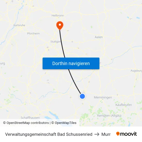 Verwaltungsgemeinschaft Bad Schussenried to Murr map