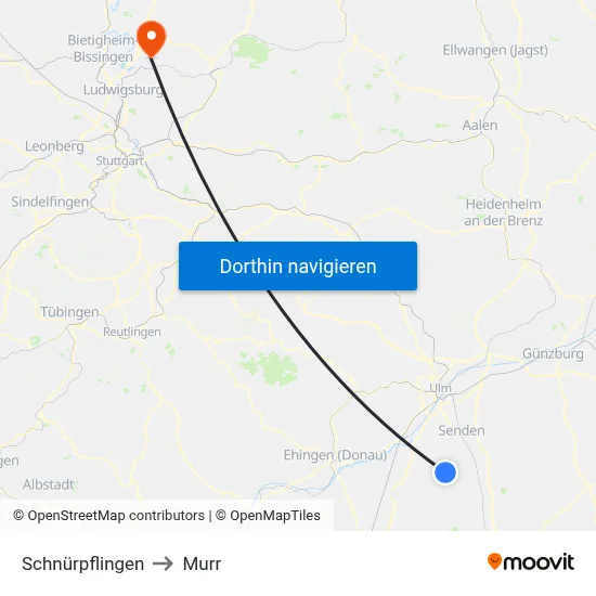 Schnürpflingen to Murr map