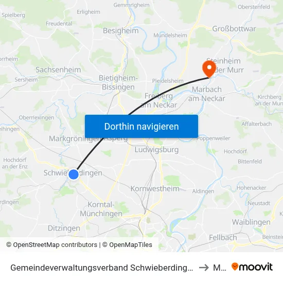 Gemeindeverwaltungsverband Schwieberdingen-Hemmingen to Murr map
