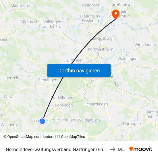 Gemeindeverwaltungsverband Gärtringen/Ehningen to Murr map
