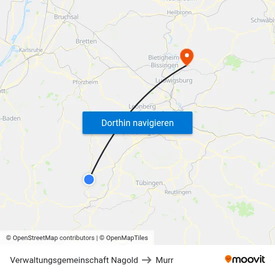 Verwaltungsgemeinschaft Nagold to Murr map
