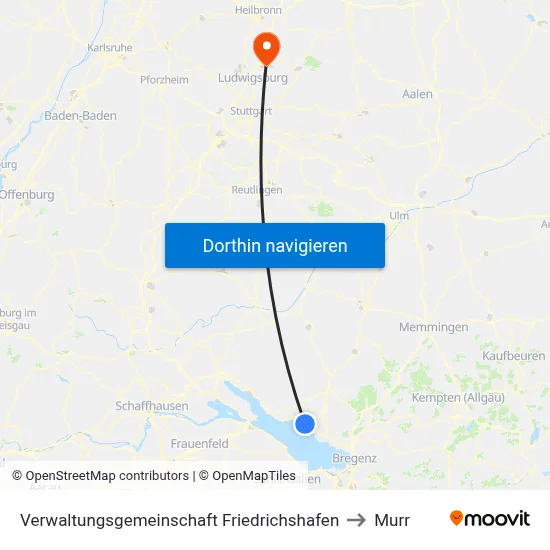 Verwaltungsgemeinschaft Friedrichshafen to Murr map