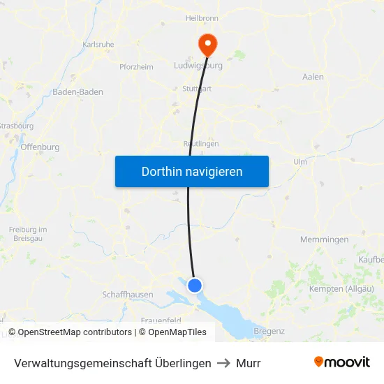 Verwaltungsgemeinschaft Überlingen to Murr map