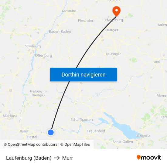 Laufenburg (Baden) to Murr map