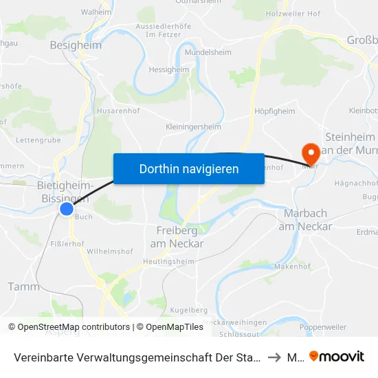 Vereinbarte Verwaltungsgemeinschaft Der Stadt Bietigheim-Bissingen to Murr map