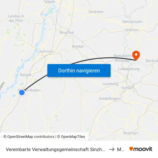 Vereinbarte Verwaltungsgemeinschaft Sinzheim to Murr map