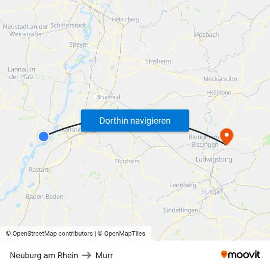 Neuburg am Rhein to Murr map