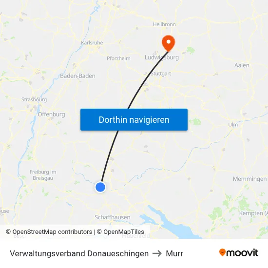 Verwaltungsverband Donaueschingen to Murr map