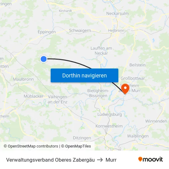 Verwaltungsverband Oberes Zabergäu to Murr map