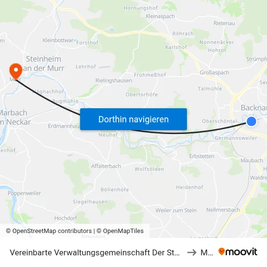 Vereinbarte Verwaltungsgemeinschaft Der Stadt Backnang to Murr map