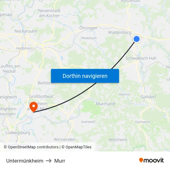 Untermünkheim to Murr map