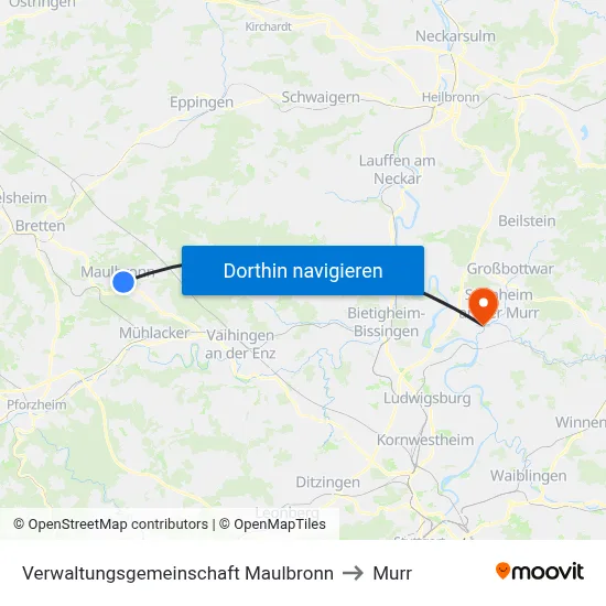 Verwaltungsgemeinschaft Maulbronn to Murr map