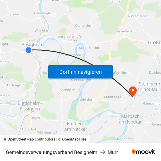 Gemeindeverwaltungsverband Besigheim to Murr map