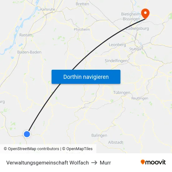 Verwaltungsgemeinschaft Wolfach to Murr map