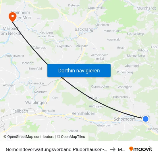 Gemeindeverwaltungsverband Plüderhausen-Urbach to Murr map