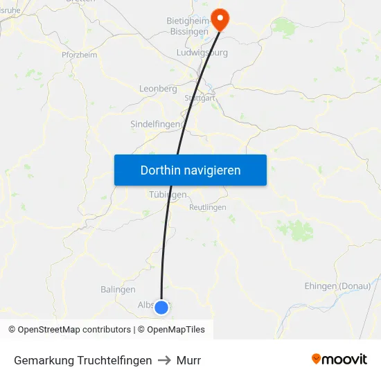 Gemarkung Truchtelfingen to Murr map