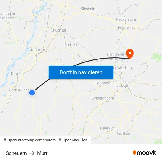 Scheuern to Murr map
