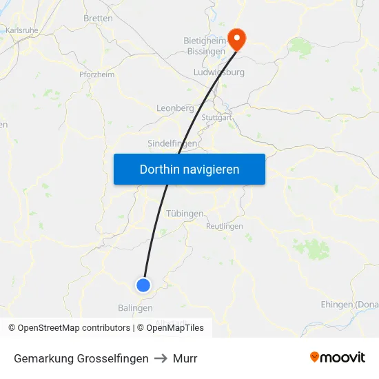 Gemarkung Grosselfingen to Murr map