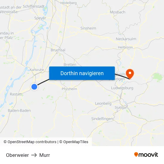 Oberweier to Murr map