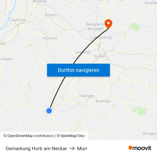 Gemarkung Horb am Neckar to Murr map