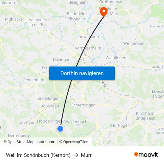 Weil Im Schönbuch (Kernort) to Murr map