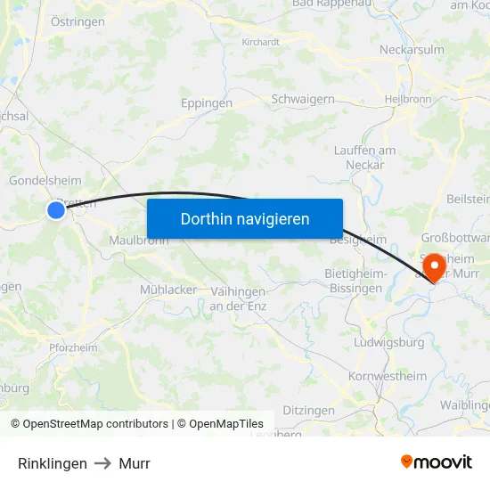 Rinklingen to Murr map