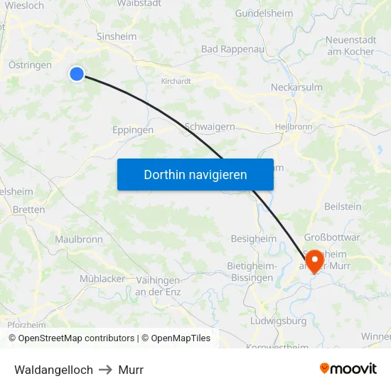 Waldangelloch to Murr map