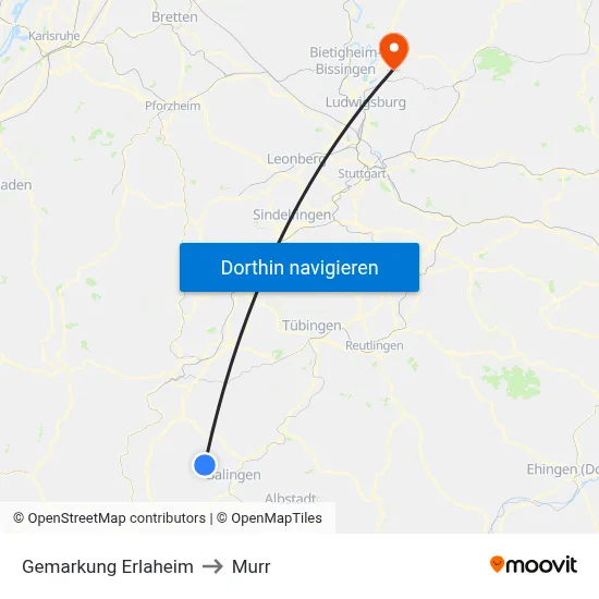 Gemarkung Erlaheim to Murr map