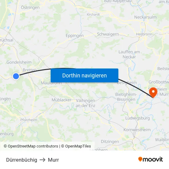 Dürrenbüchig to Murr map