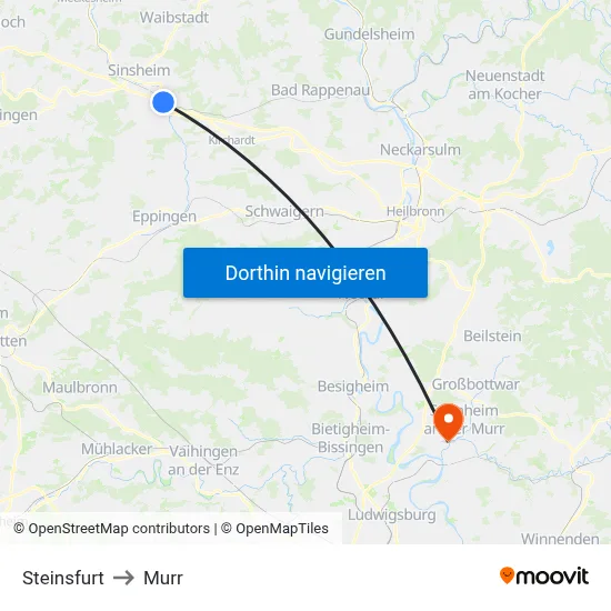 Steinsfurt to Murr map