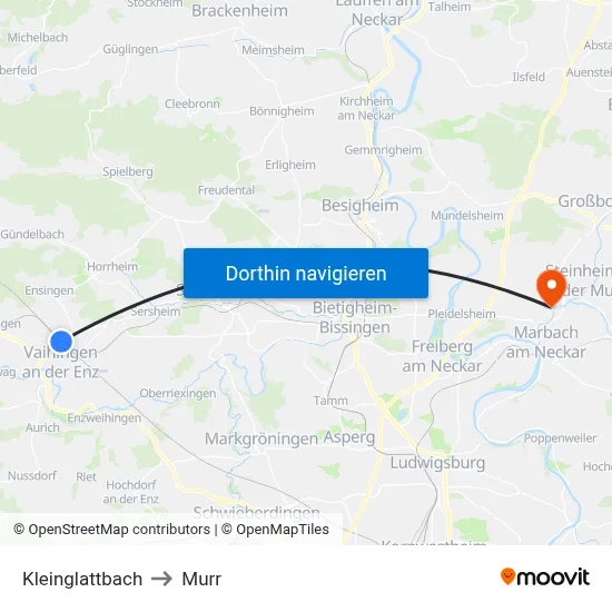 Kleinglattbach to Murr map