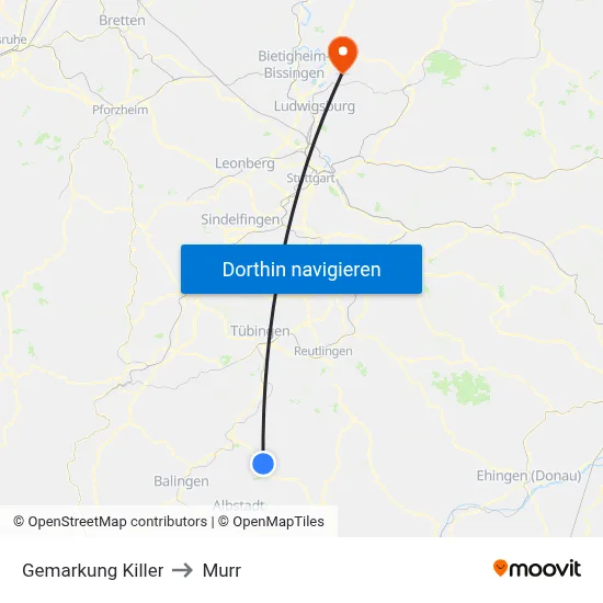 Gemarkung Killer to Murr map