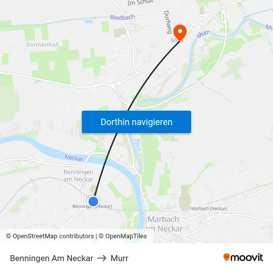 Benningen Am Neckar to Murr map