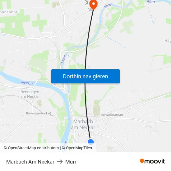 Marbach Am Neckar to Murr map