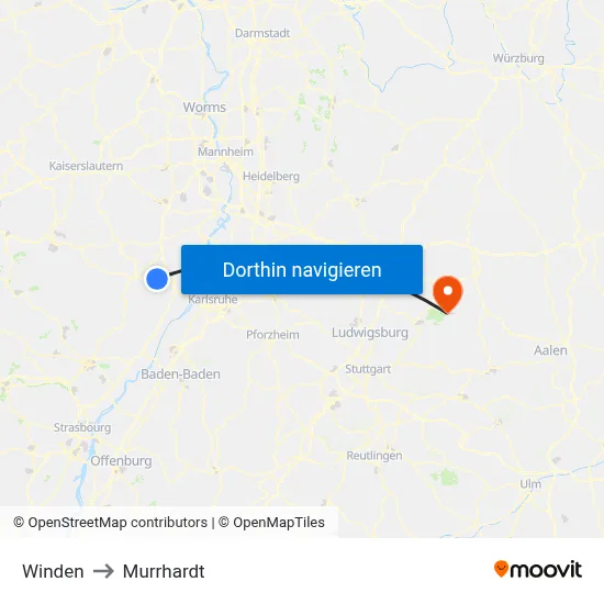 Winden to Murrhardt map