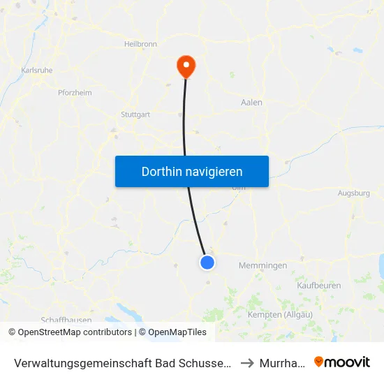 Verwaltungsgemeinschaft Bad Schussenried to Murrhardt map