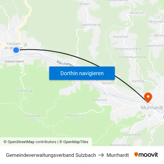 Gemeindeverwaltungsverband Sulzbach to Murrhardt map