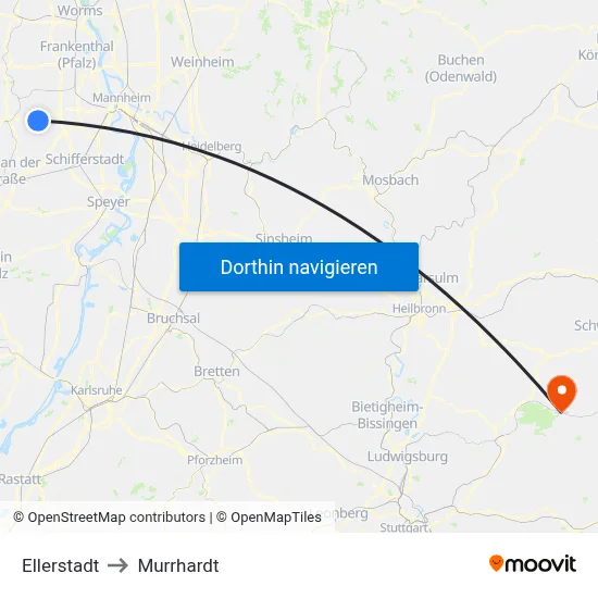 Ellerstadt to Murrhardt map