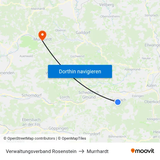 Verwaltungsverband Rosenstein to Murrhardt map