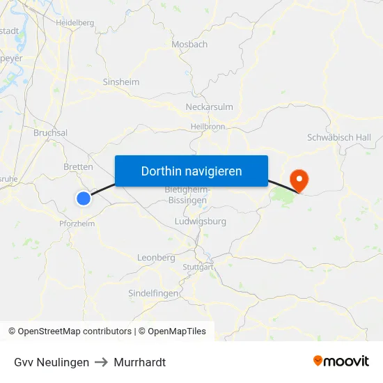 Gvv Neulingen to Murrhardt map