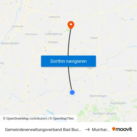 Gemeindeverwaltungsverband Bad Buchau to Murrhardt map