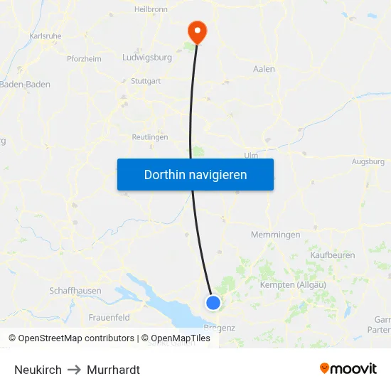 Neukirch to Murrhardt map