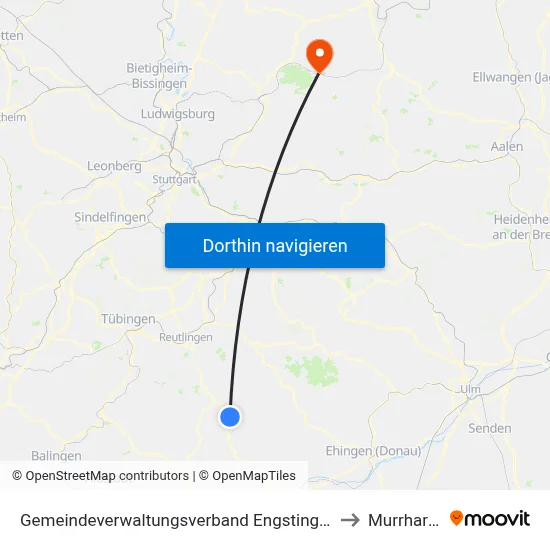 Gemeindeverwaltungsverband Engstingen to Murrhardt map