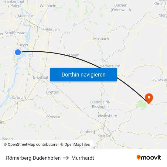 Römerberg-Dudenhofen to Murrhardt map