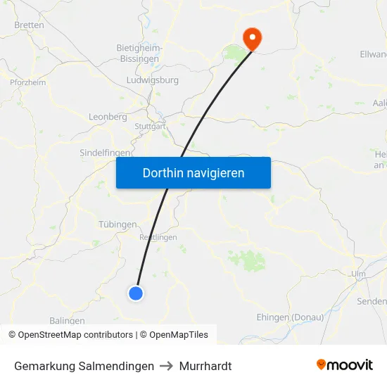 Gemarkung Salmendingen to Murrhardt map