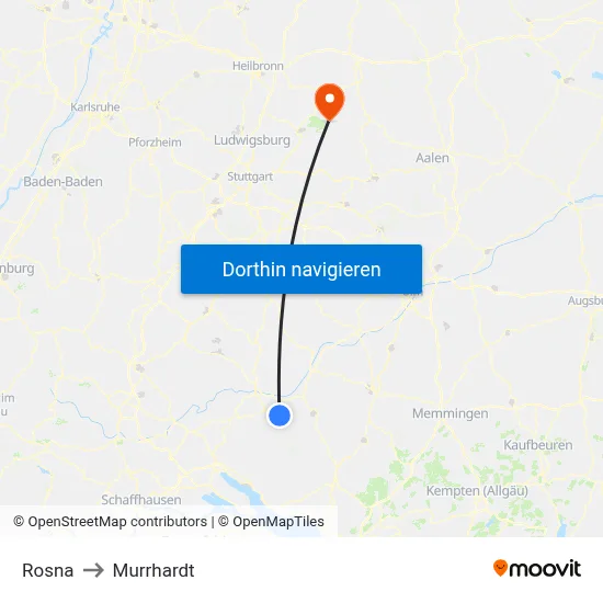 Rosna to Murrhardt map