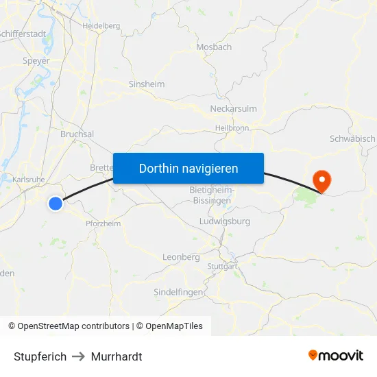 Stupferich to Murrhardt map