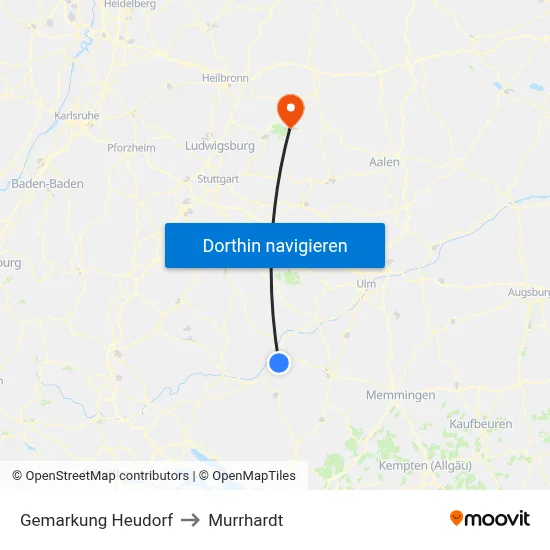 Gemarkung Heudorf to Murrhardt map