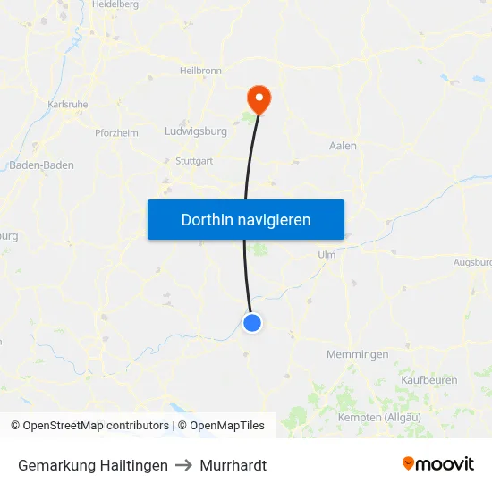 Gemarkung Hailtingen to Murrhardt map