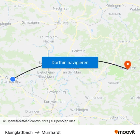 Kleinglattbach to Murrhardt map